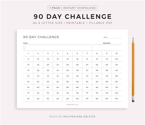90 Day Printable Calendar